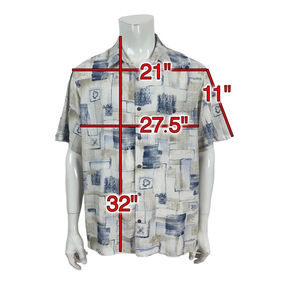Batik Bay Camp Shirt Rayon Tropical Sea Life Fish Scallop Shells Non Tuck Men XL - Picture 2 of 10